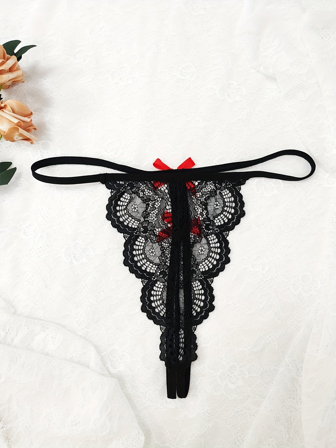  Exotic Lace Thong with Bow Decor