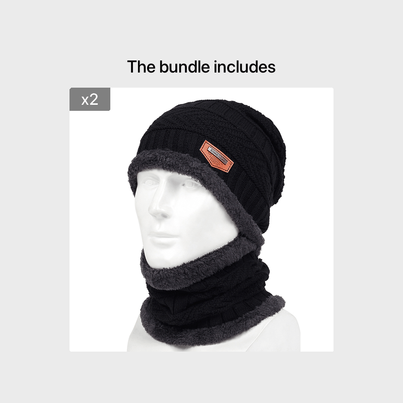 Men's Winter Triangle Knit Beanie Set