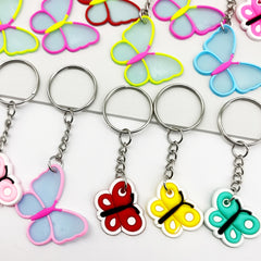16pcs Butterfly Keychain Party Favors Mini Keyring Classroom Prizes Gift Bag Stu