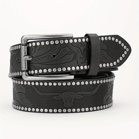 Alloy Buckle PU Striped Belt for Men