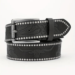 Alloy Buckle PU Striped Belt for Men