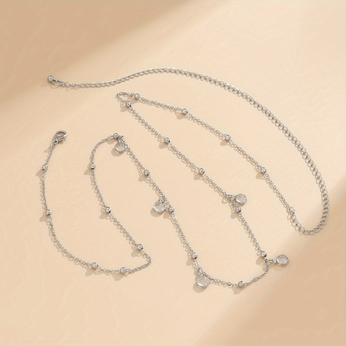 Golden Boho Belly Chains Rhinestone Pendant Tassel Body Chain