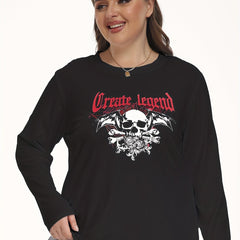  Gothic Bat Skull & Spider Web Print Long Sleeve Pajama Top