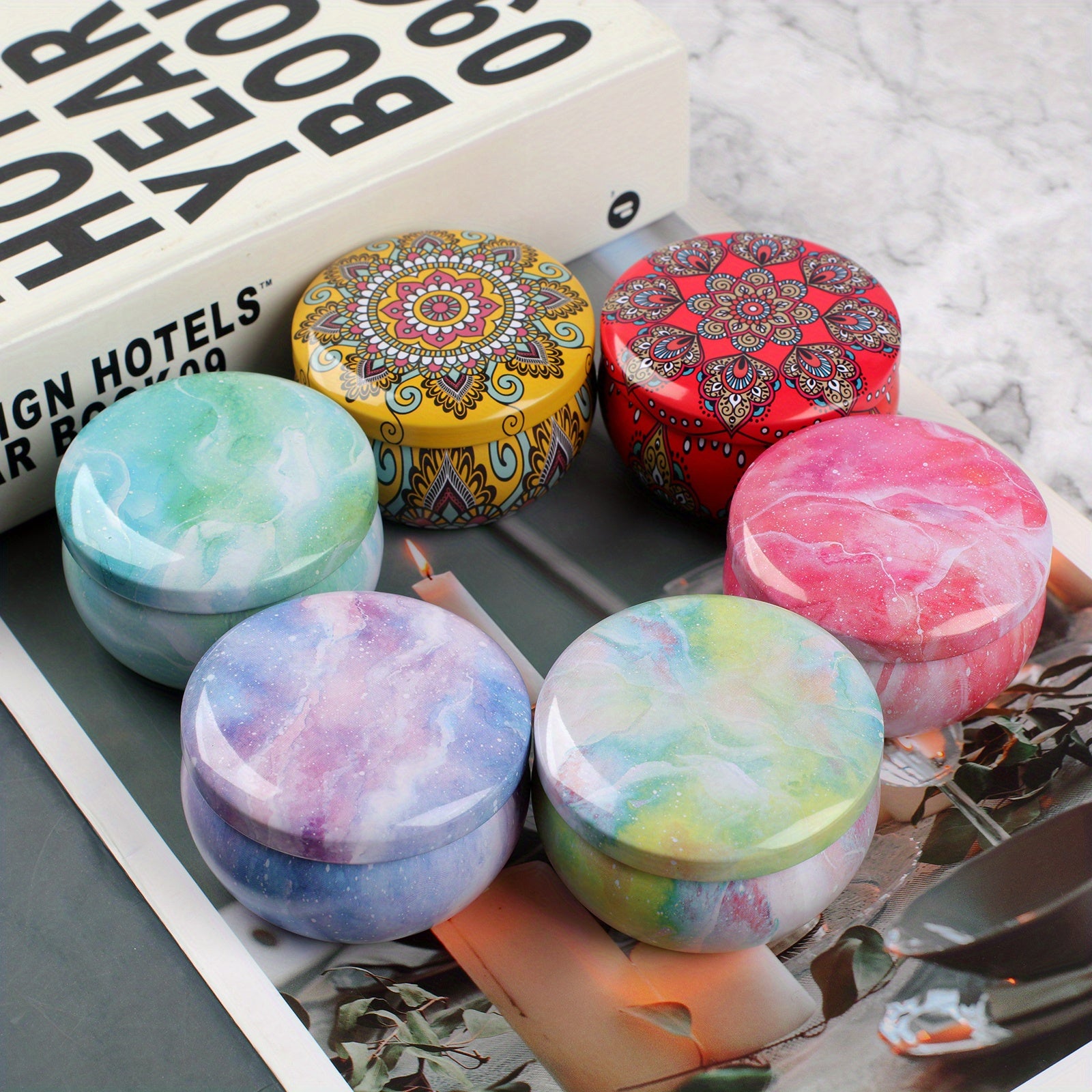 6pcs Candle Tin Jars for DIY Candle Making with Lids