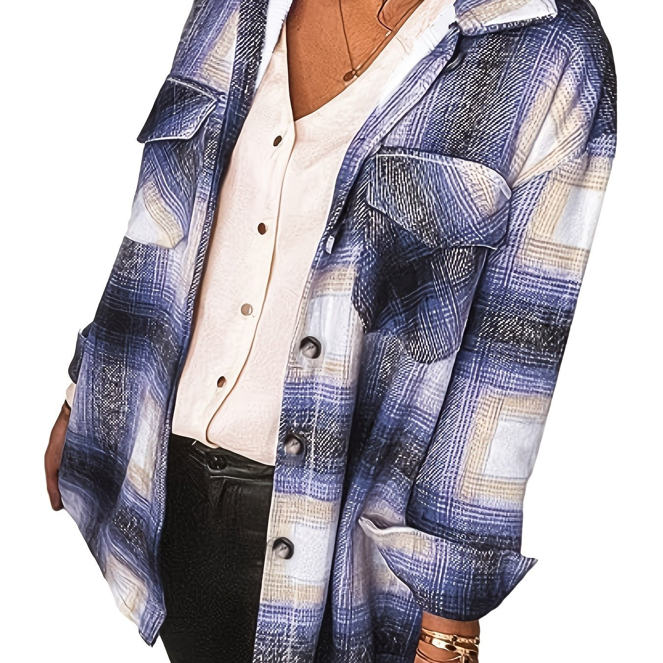  Plaid Print Long Sleeve Button Up Shirt Top