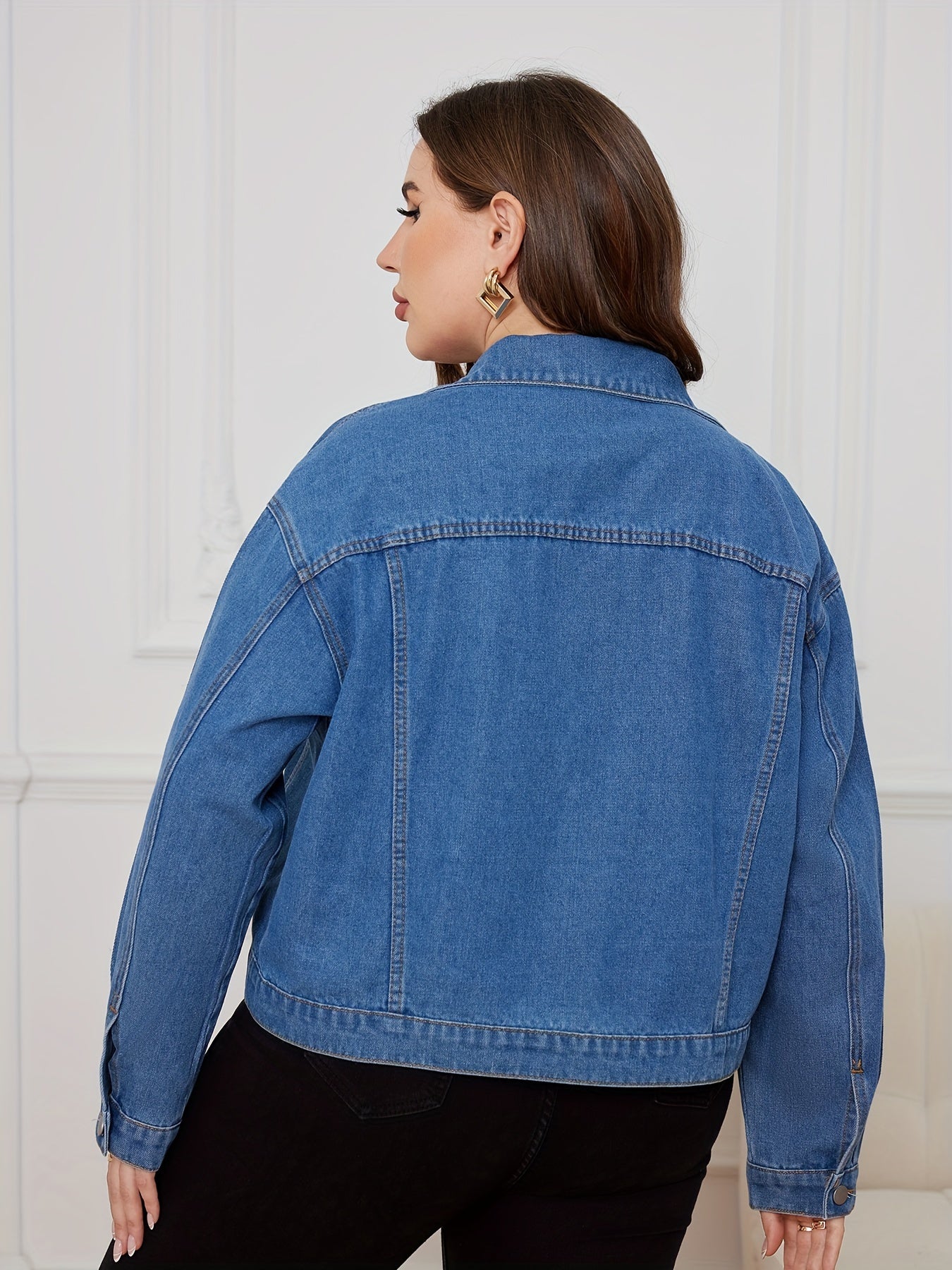  Star Print Button Up Denim Jacket