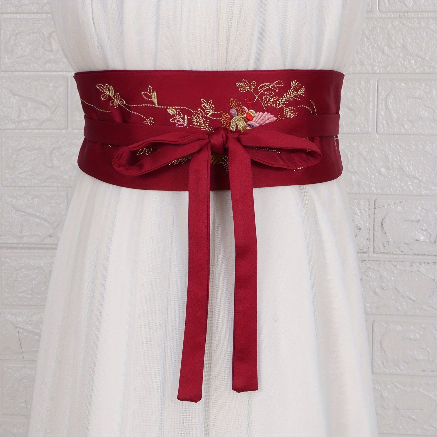 Phoenix Embroidery Wide Belt Vintage Chinese Style Hanfu Waistband