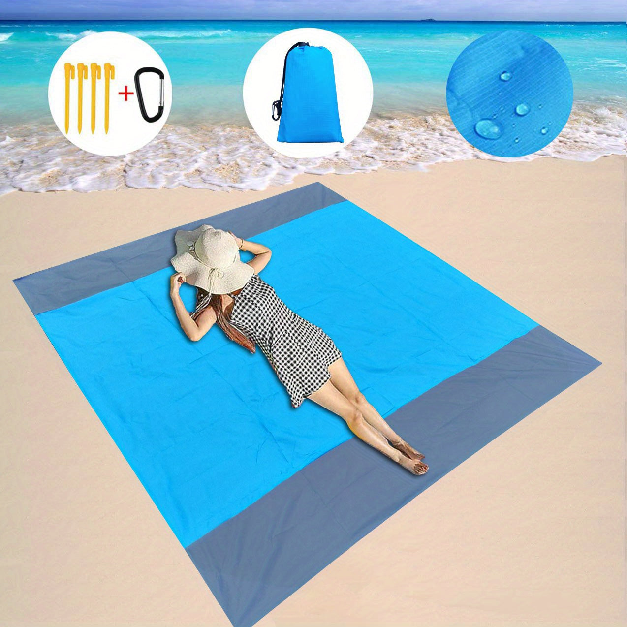 Sandproof Outdoor Blanket Waterproof Lightweight Mat 210 X 198