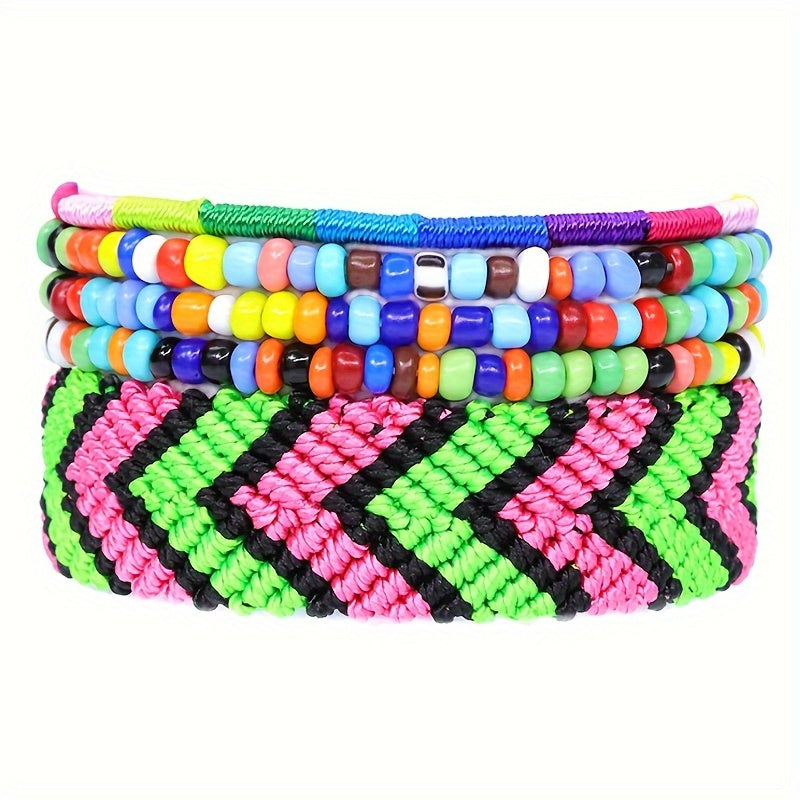 5-Piece Rainbow Bracelet Set Friendship Wristband Boho Bracelet for Friends