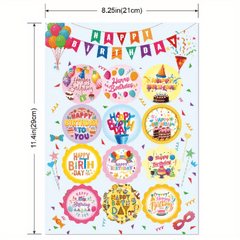 Happy Birthday Waterproof Sticker for Party Decoration