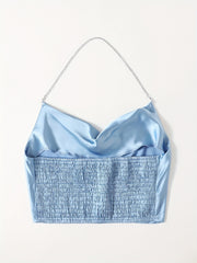 Chain Crop Halter Top Sleeveless Summer Casual Women's Clothing