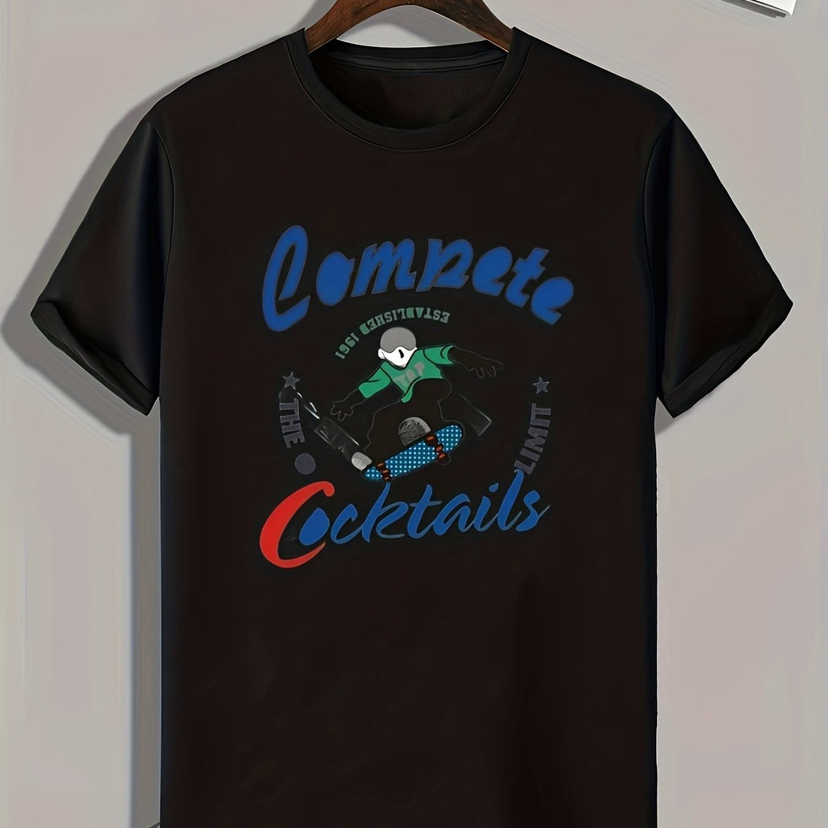 Skateboarding Boy Graphic Print Men's Tee