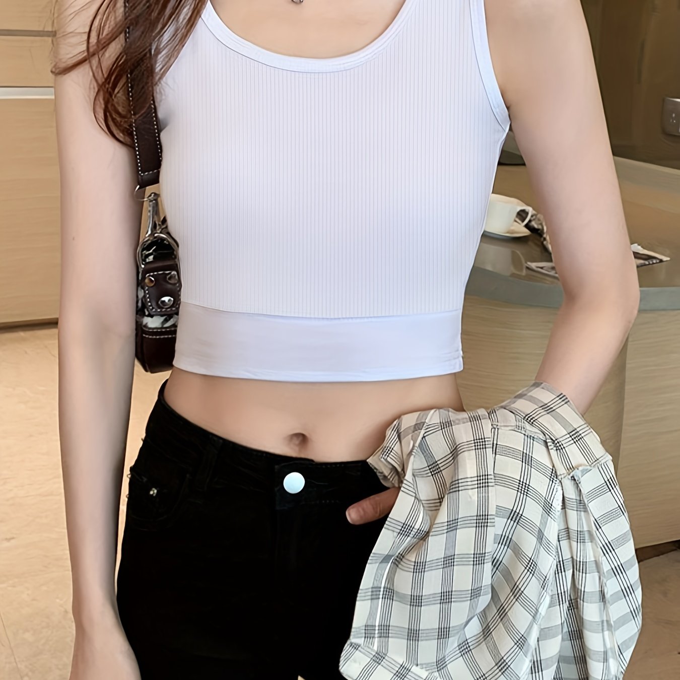 Solid Crop Tank Top Sleeveless Casual Summer Women's