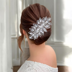 Vintage Bridal Hair Comb Rhinestone Leaf Accessory