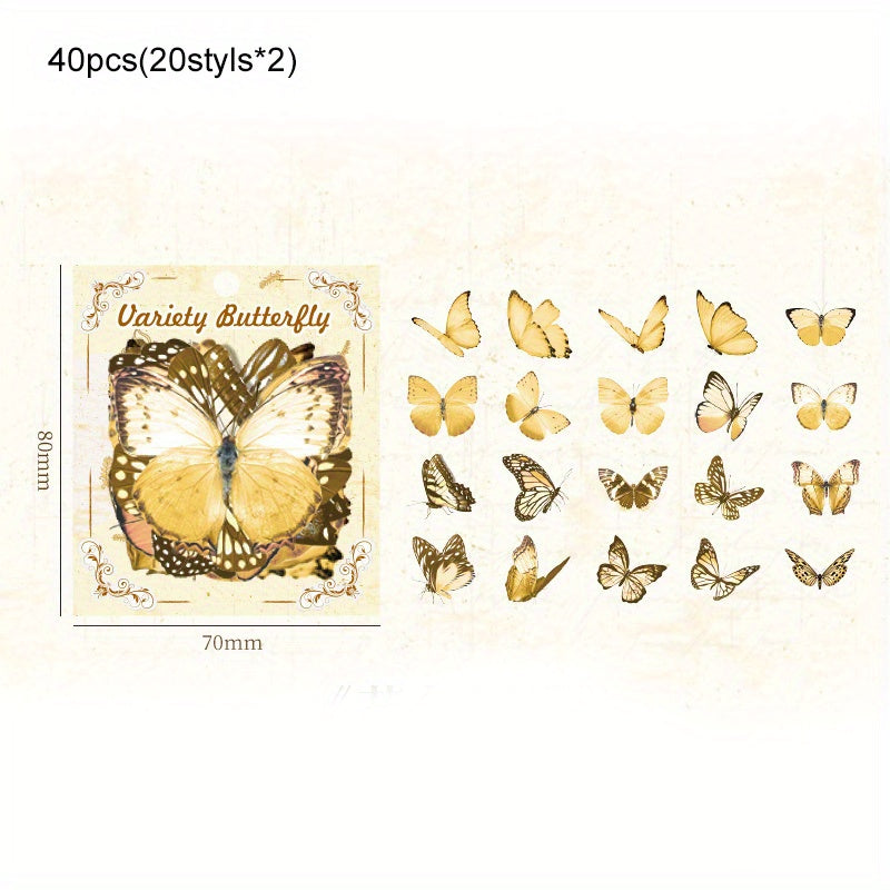 40 Butterfly Cartoon Stickers Pack for Water Cup Notebook Phone Decor