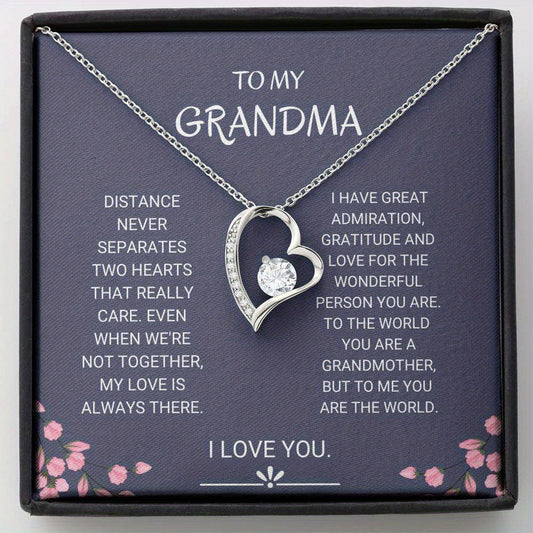 Grandmother Gift Necklace Cubic Zirconia Heart Pendant