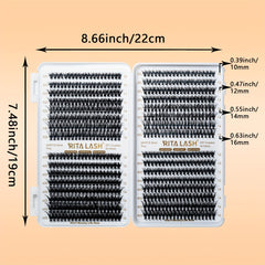 640pcs Wispy Cluster DIY Eyelashes D Curling Volume Individual Lashes