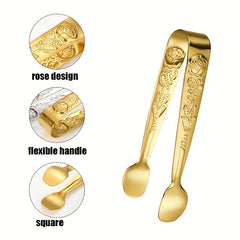 2PCS Mini Serving Tongs Stainless Steel for Tea Coffee