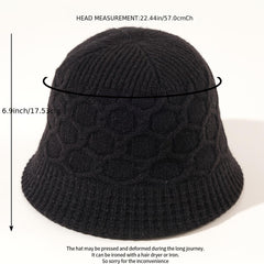 Woolen Knitted Plaid Bucket Hat for Women