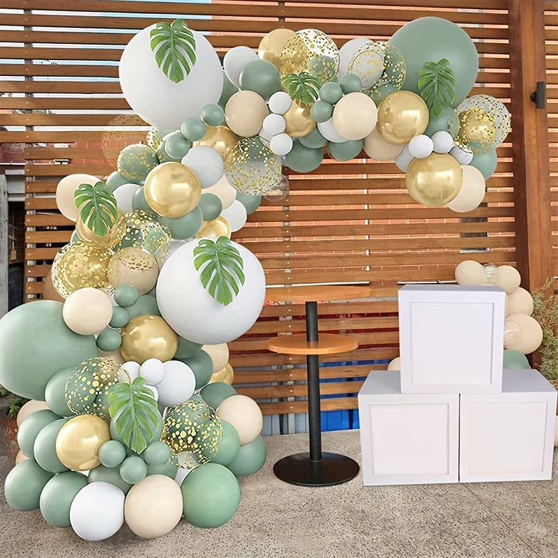 128pcs Jungle Themed Party Maroon Golden Balloons Set