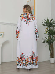  Floral Print Long Sleeve Maxi Dress