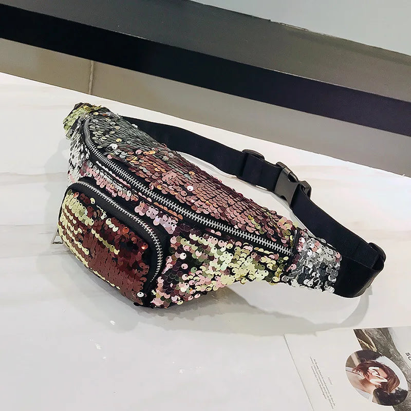 Hot Lady Casual Sequins Messenger Bag Female Leisure Chest Bag