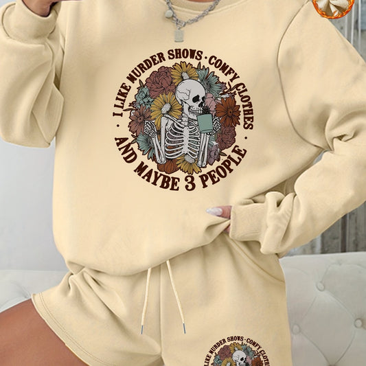  Halloween Sweatshirt & Shorts 2 Pc Set
