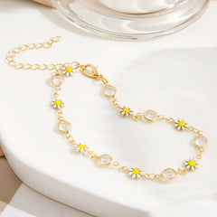 Daisy Chain Anklet Oil Flower Beads Adjustable Ankle Bracelet