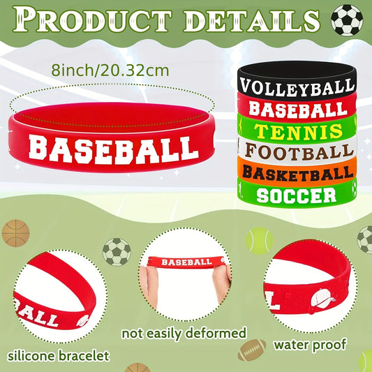 36 Pcs Football Silicone Bracelets Women Motivational Stretch