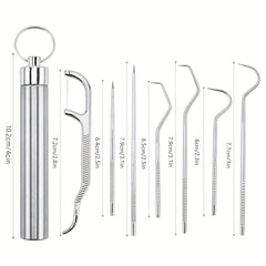 304 Stainless Steel Toothpick Set Portable Storage Oral Tooth Cleaning Tool
