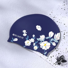 High Stretch Silicone Swimming Cap Waterproof Non slip Printed Swimming Cap