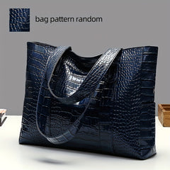 Crocodile Pattern PU Leather Tote Bag Shoulder Handbag