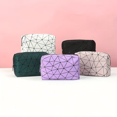 Geometric Pattern Cosmetic Pouch Lightweight Zipper Bag for Travel Makeu...