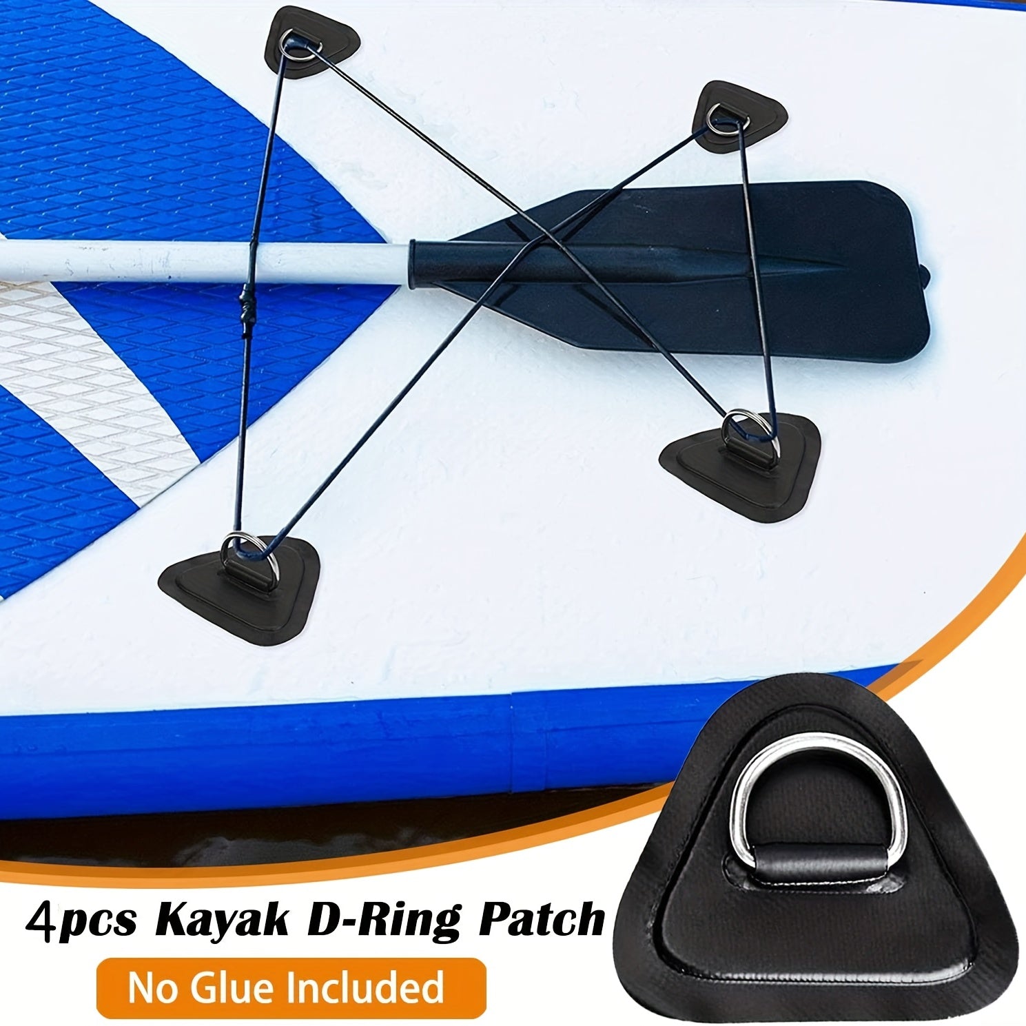 4pcs Stainless Steel D Ring Patches for Boats & Paddleboards