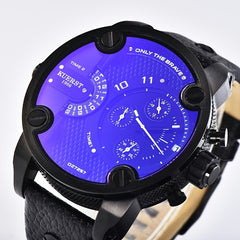 KUERST Dual Time Zone Large Dial Quartz Watch Waterproof Sports Watch
