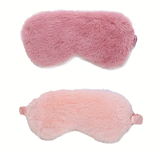 2pcs Plush Soft Sleep Eye Mask Blackout Comfortable Blindfold