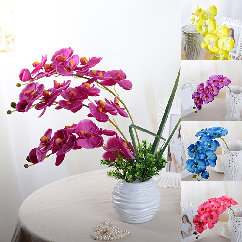 8 Heads Artificial Orchids Simulation Flowers Waterproof Faux Floral