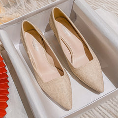Women's Pointed Toe High Heels Slip On Square Block Heels
