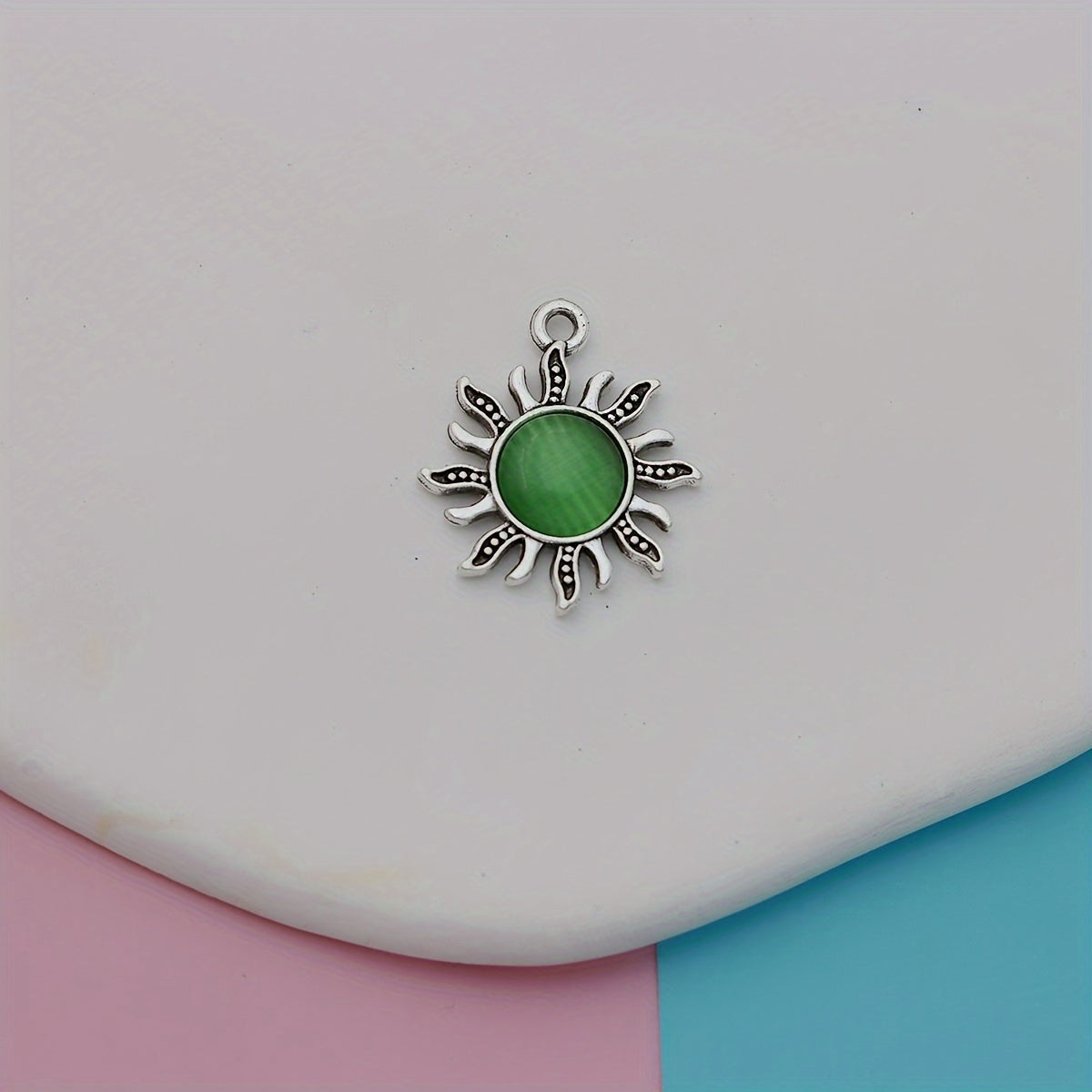 8pcs Silver Plated Sun Shape Charms for Jewelry Making DIY Craft