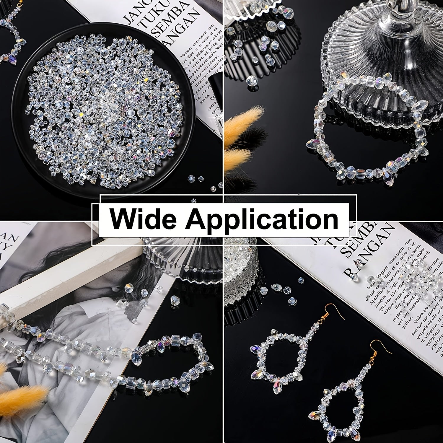 100 Crystal Light AB Rondelle Beads Gems Clear Glass Beads Crafts