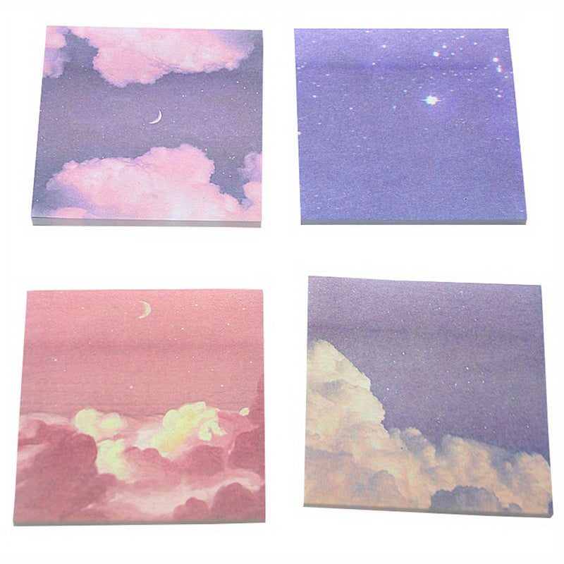 4pcs Starry Sky Sticky Notes Cartoon Stationery 50 Sheets 8.3x15.3inch