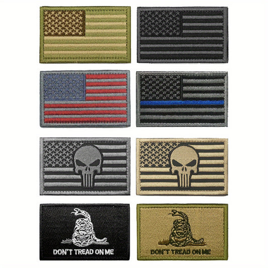 8pcs Military Patch Bundle for Caps Backpacks Vests Show Your Patriotism