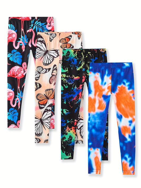 Girl's Tropical Flamingo Tie Dye Leggings