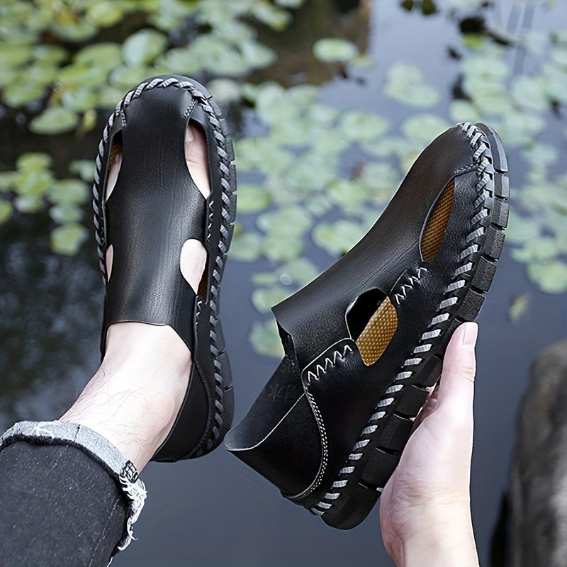 Men's Hollow Out Stitched Sandals Non Slip Comfortable Beach Shoes