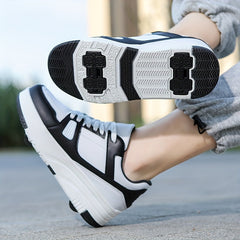Chunky Skate Shoes - Wear Resistant & Breathable - Removable Four Wheel Design
