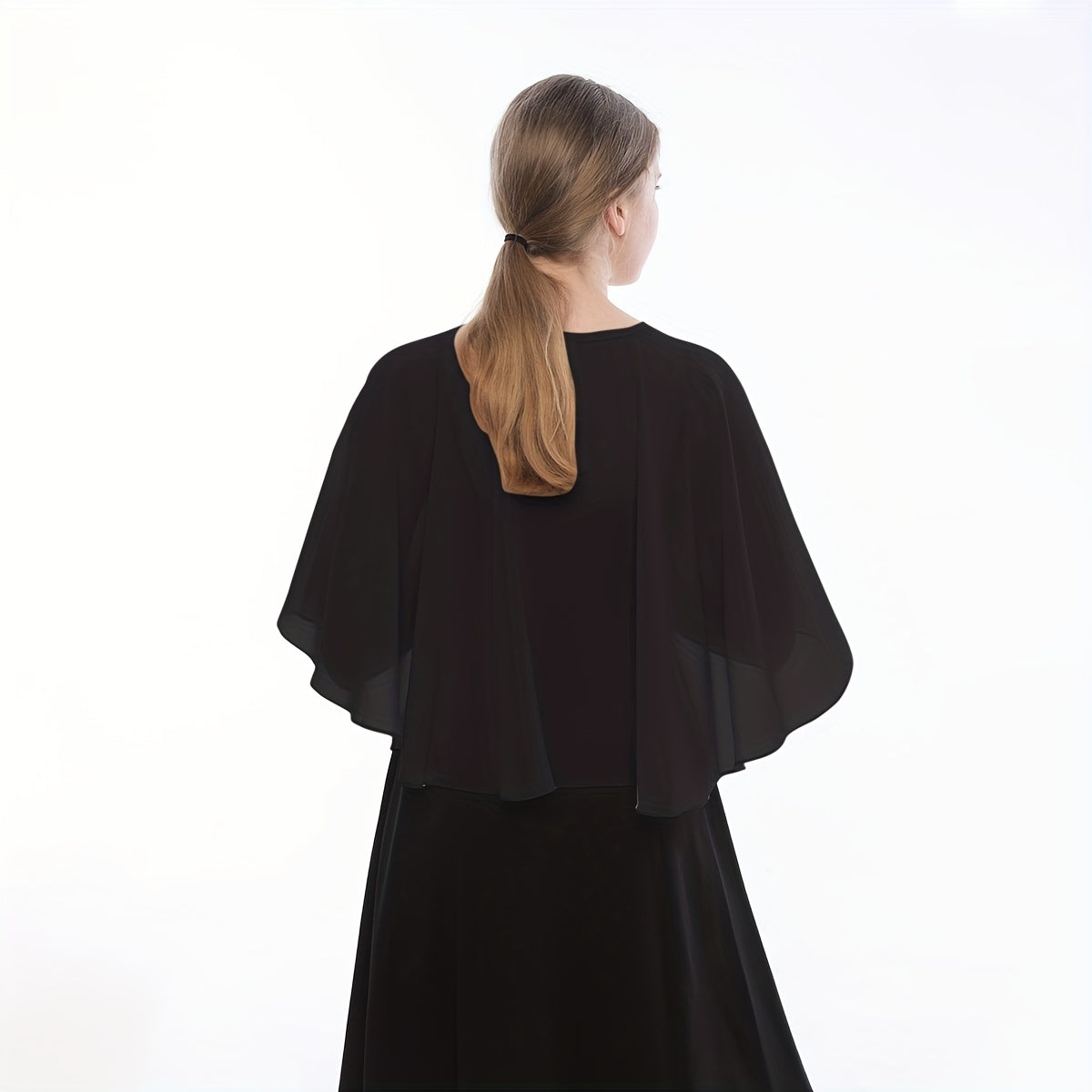 Chiffon Sheer Capelet Solid Poncho Scarf Shawls Women