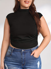 Ribbed Turtle Neck Crop Tank Top