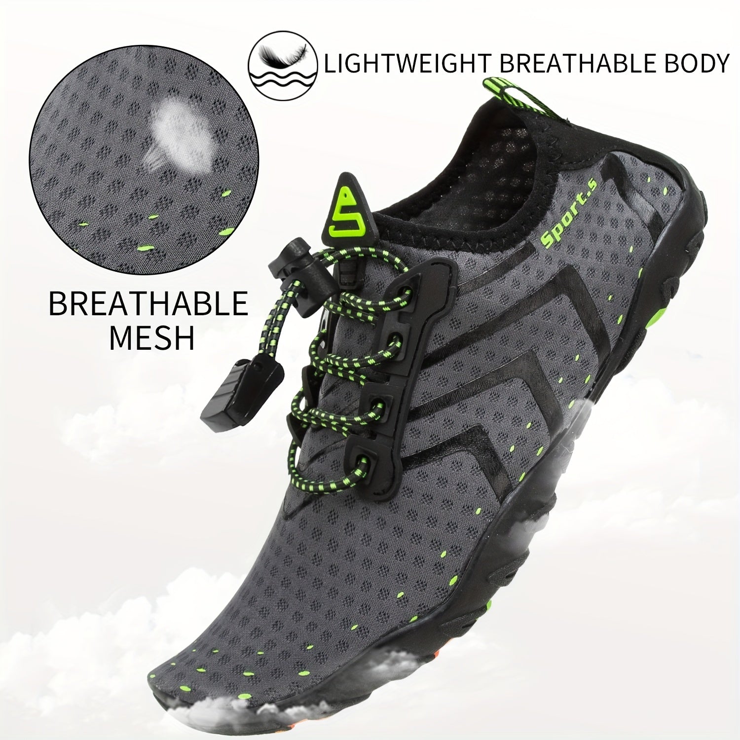 Men's No Tie Aqua Shoes Adjustable Draw String Hiking Trekking Shoes
