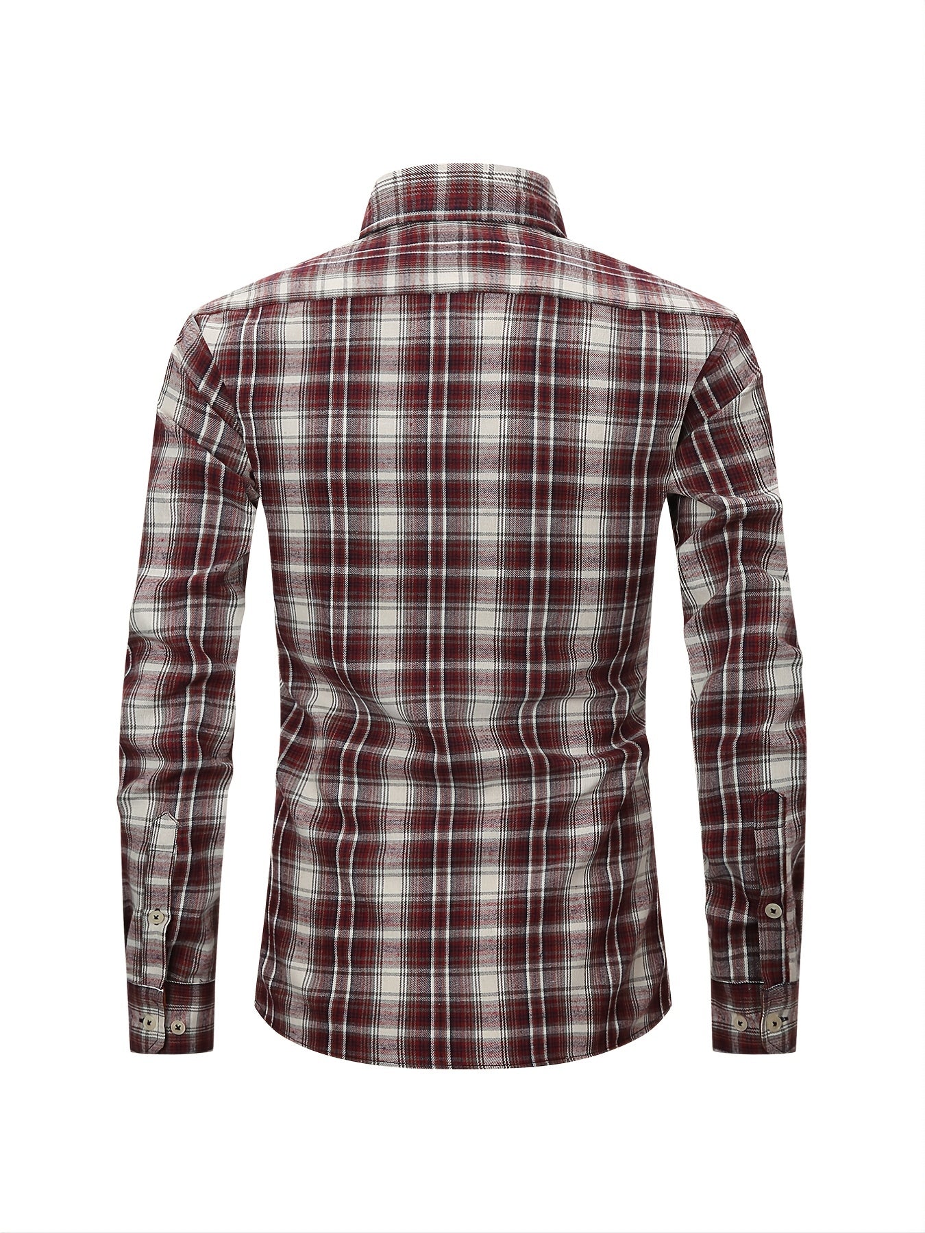 Men's Plaid Button Down Long Sleeve Shirt with Pocket