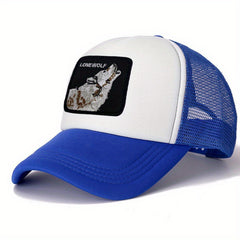 Summer Mesh Wolf Embroidery Print Sunshade Baseball Cap